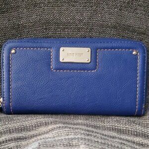 New Nine West Royal Blue Zip-Around Wallet